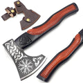Custom Handmade Carbon Steel Real Viking Axe HatchetCamping Axe Birthday Gift for him Leather Wrapped Handle and Leather Sheath ((FM-21))