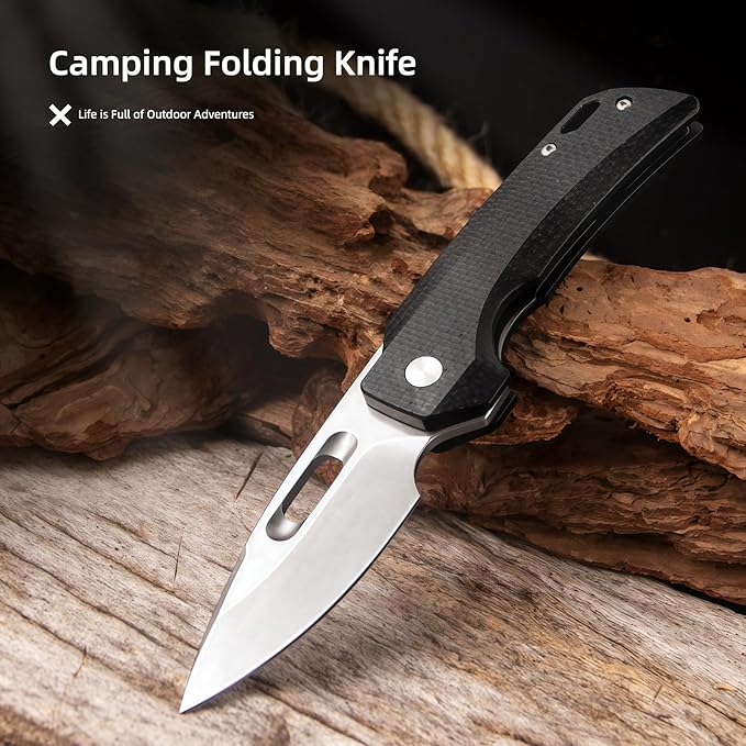 Hunting Knives &amp Tools Pocket Knife Lightweight Outdoor Knife for Backpacking Camping Essentials Folding Knife 8CR13 Blade Linen-textured Handle Gift Ideas for Men