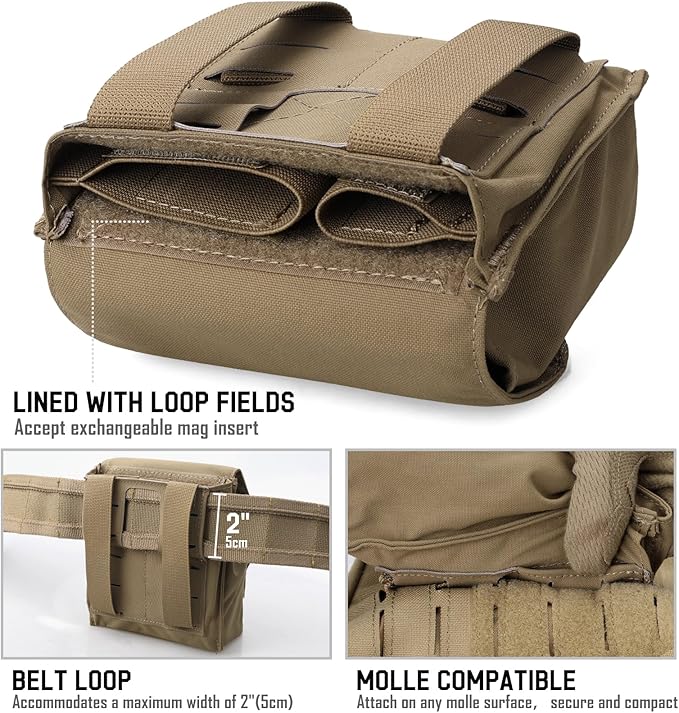 WYNEX Tactical Molle GP Pouch Utility EDC Pouch with Two Mag Insert Small Tool Pouches Organizer Compact Multi-Purpose Waist Bag for Belt Vest
