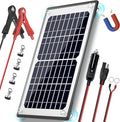 POWOXI 10W 12V Magnetic Solar Battery Trickle Charger Maintainer Built-in MPPT Intelligent Charge Controller Waterproof Solar Trickle Charger Alligator Clip for Car RV Motorcycle Marine etc.