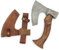 AXE002 FS Crafts 9.00 Damascus Fist Axe (Palm-Sized) Custom And Hand Forged Damascus Hunting Viking Axe Beard Axe Hatchet Wood Handle With Leather Sheath Everyday Carry Hunting Viking Axe 47 Axe