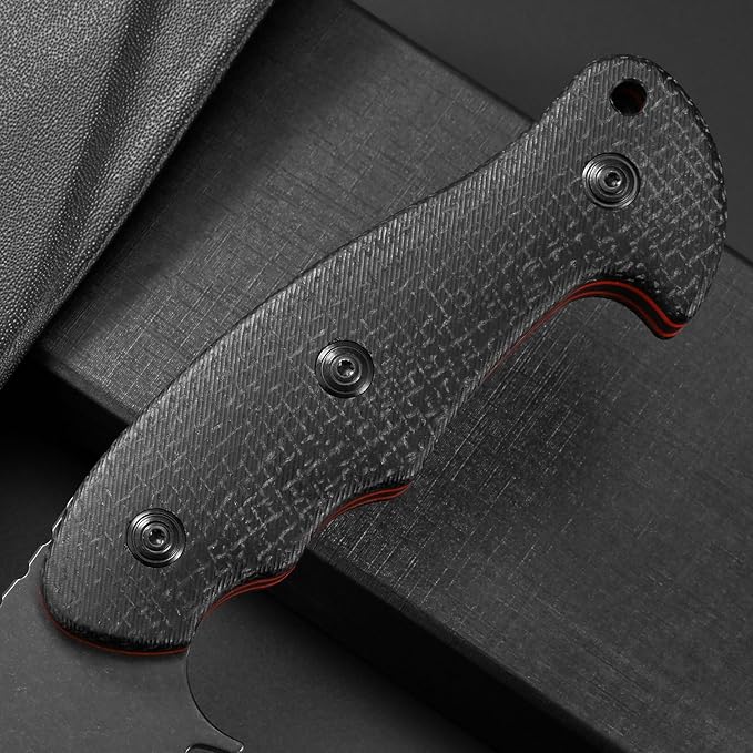 Eafengrow EF159 Fixed Blade Knife AUS-10 Steel Dog Leg shape Blade Micarta Handle Full Tang EDC Tool Straight Knifes for Outdoor Camping Hunting Bushcraft(Black)