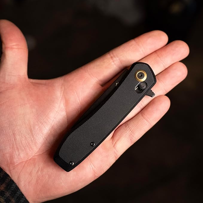 OUTDOOR EDGE Sentinel 3.15 Black Oxide Drop Point Blade – Smooth Ambidextrous Cross Bar Lock Non-Slip Black G10 Handle Ideal for Hunting Fishing Camping &amp Survival