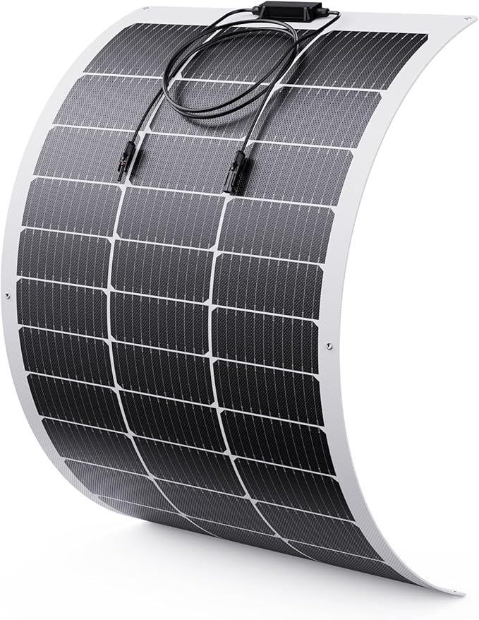 100W Ultra-Thin Flexible Solar Panel 12V 11BB 23% High-Efficiency ETFE Monocrystalline Panel 240° Bendable Design for Curved Surfaces Travel Trailer RV Marine Camping