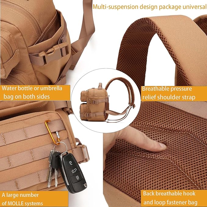 9L Mini Tactical Backpack Multi-Purpose RucksackSmall Gym Bag EDC Molle for Men and Women (Purple)