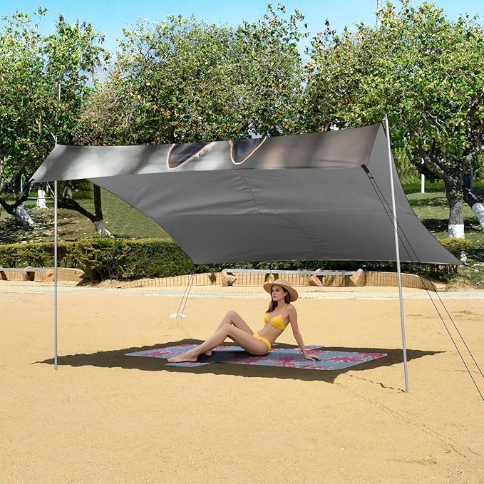 ALAZA German Shepherd Dog Running Beach Tent Sun Shelter Portable Canopy Sunshade for Outdoor Camping Picnics Backyard Fun 10x9 ft