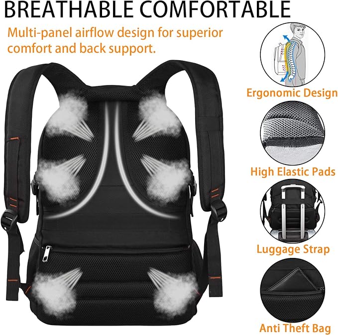 LTINVECK Extra Large BackpackTSA Friendly Travel Laptop Computer Backpack for Men WomenRFID Water Resistant Big Business Backbag Fits 17.3 Inch Laptops