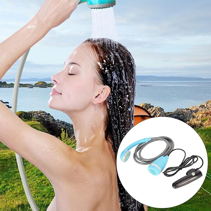 25W Portable Camping Shower Kit USB Charging Compact Handheld Hands Free Rechargeable Outdoor Shower Head Cleaning System 3.7V Pump Convenient Fast