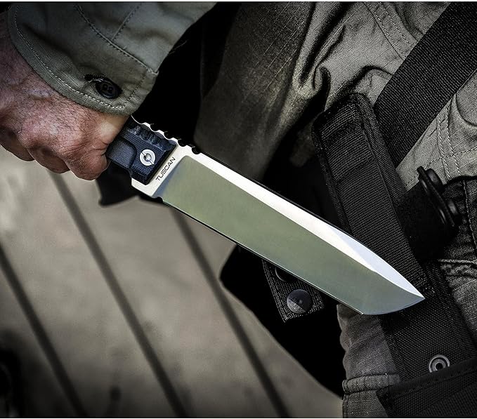 Extrema Ratio - Tuscan (Black) Fixed Blade Knife Bohler N690 steel blade 3.5 mm thick hardened to 58 HRC satin finish blade aluminum handle made in Italy