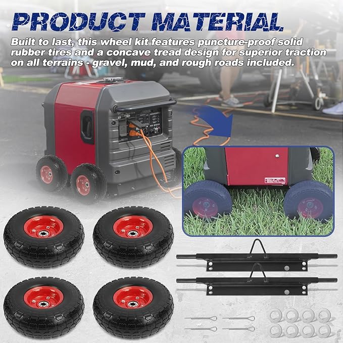 Red All Terrain Wheel Kit Fit For Honda EU3000is Generator Solid Tires OE 06423-ZS9-020AH 06423ZS9020AH