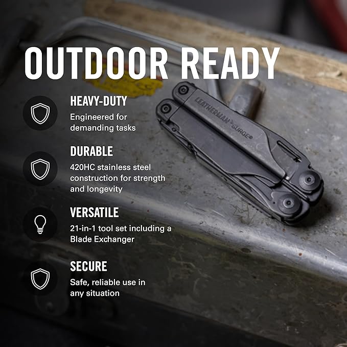 LEATHERMAN Surge 21-in-1 Heavy-Duty Multi-tool for Work Home Garden DIY &amp Auto Stainless Steel