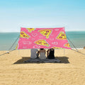 ALAZA Pizza Pink Love Pattern Beach Tent Sun Shelter Portable Canopy Sunshade for Outdoor Camping Picnics Backyard Fun 10x9 ft