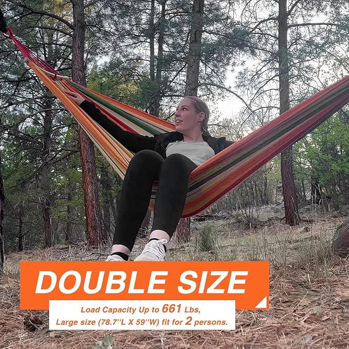Bestrip Portable Hammock Single &amp Double Hammocks with Carrying Bag and 2 Tree Straps for Camping Travel Beach Outdoor 660lbs Capacity