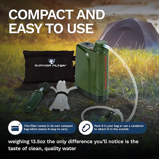 Survivor Filter PRO X - Electric Portable Camping Water Filter - Filters Bacteria Parasite Viral