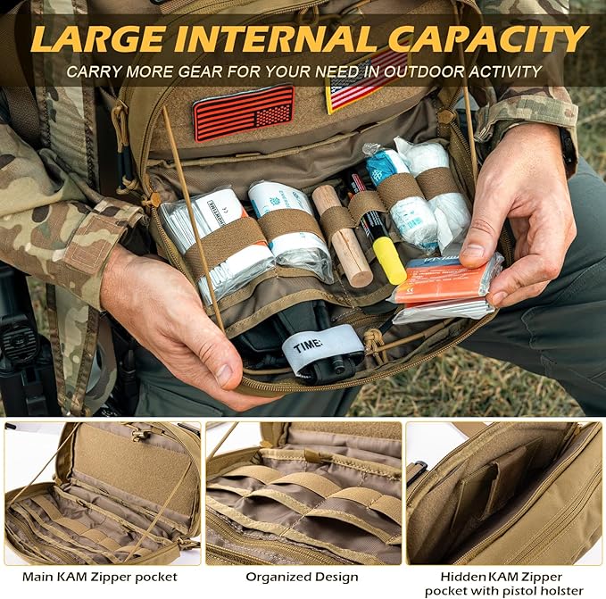 Tactical Chest Pack Bag Molle EDC Pouch Bag with CCW Compartment Adjustable Strap Workouts Fishing Hunting