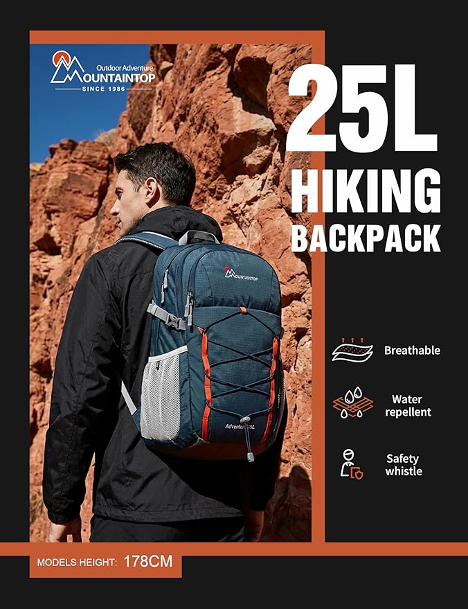 MOUNTAINTOP 25L Hiking BackpackLightweight Travel Backpack for Men Women Outdoor Backpacking Camping
