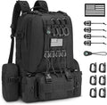 CVLIFE 60L Tactical Backpack for Men Women Military Large Army Rucksack With D-Ring Molle Clips Compass Accessories 3 Day Bug Out Survival Molle Bag Hiking Camping Gym Daypack BackpacksBlack