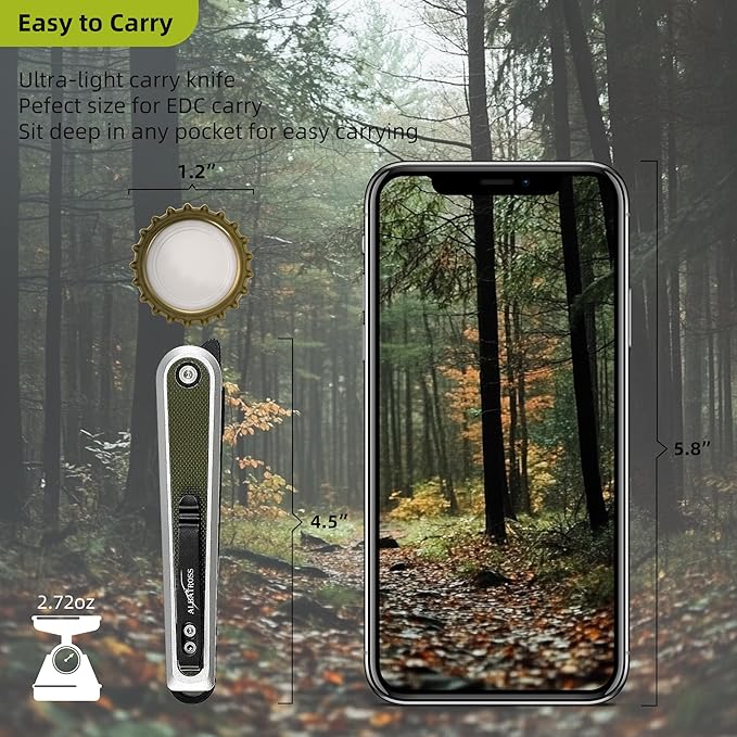ALBATROSS Urban Utility Gear Folding Knife 3.3” Black D2 Blade Green Aluminum &amp G10 Reversible Clip Ultra-Light Gifts for Father's Day Mother's Day Birthday