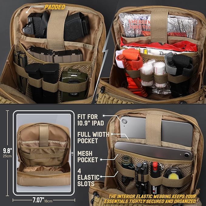 WYNEX Tactical Molle Admin Pouch Utility EDC Pouch Organizer Modular Tool Pouch of Double Layer Design Medical EMT Attachment Bag Large Capacity with Elastic Webbing Insert Panel