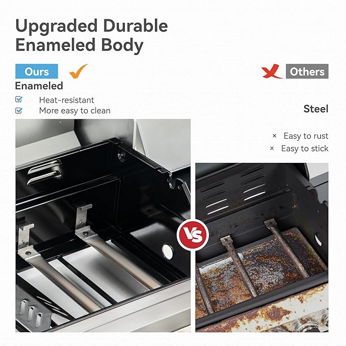 2 in 1 Propane Griddle Grill Combo 6-Burner Propane Gas BBQ Grill with Porcelain-Enameled Cast Iron Grates &amp Plate 42000 BTU Combo Grill with Side Stove for Outdoor Cooking Camping Patio Backya