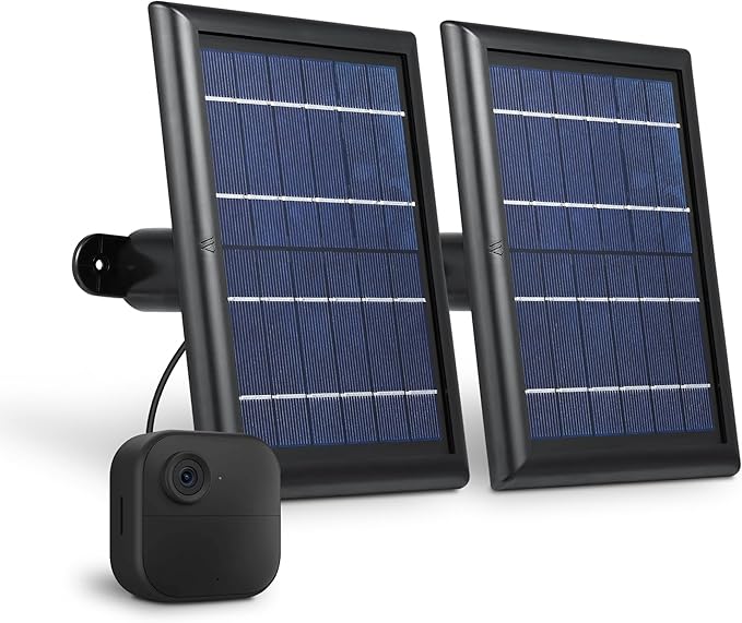 Wasserstein Solar Panel with Internal Battery - Compatible with Blink Outdoor 3/4 (2-Pack Black) (Camera NOT Included)