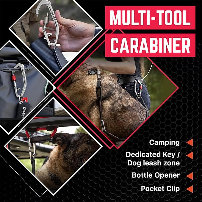 GPCA Carabiner Multitool - Carabiner Heavy Duty Key Clip for Keys Bottle Opener Screwdriver Box Cutter Ruler Keychain Clip Keychain Organizer EDC Gear for Camping &amp Hiking - Gifts for Men