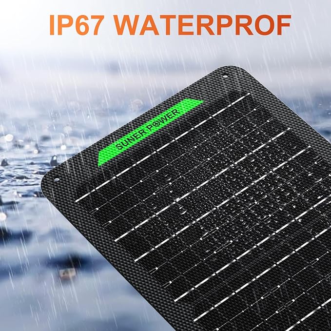 SUNER POWER Waterproof 12W 12V Solar Battery Charger &amp Maintainer PRO Built-in UltraSmart MPPT Charge Controller 12 Volt Solar Panel Trickle Charging Kits for Car Automotive Boat Marine RV Trail
