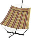 2 Person Double Hammock with Stand &amp Pillow 450 LBS Heavy Duty Outdoor Hammock with Balance Rope for Patio Backyard Poolside