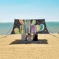 ALAZA Rainbow Cactus Polka Dots Beach Tent Sun Shelter UPF50+ Protection Beach Shade Canopy w/ 4 Sandbags for Outdoor Camping Fishing Backyard Fun Picnic 10x9 ft