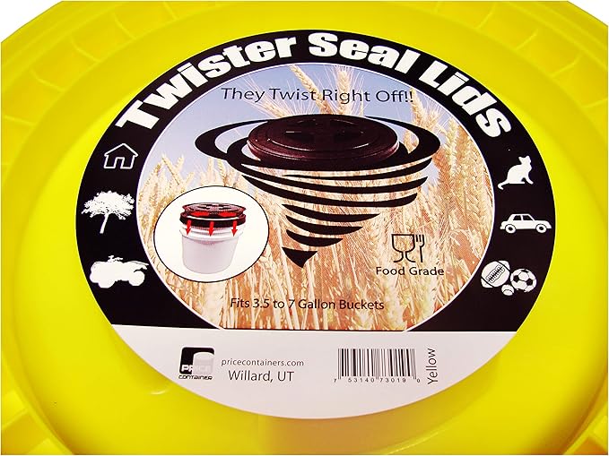 Twister Seal Lids (6 Pack) - Easy Access Bucket Lids (will fit MOST buckets 3.5-7 gal) (Black)