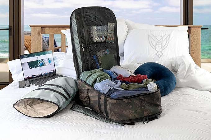 Xtreme Sight Line ~ Large Backpack ~ 16 Laptop Backpack with Removable Faraday Sleeve ~ Heavy-Duty Foam Padded &amp Multiple Large Compartments ~ 1000D Nylon/Spacer Mesh ~ Backwoods Camo