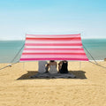 ALAZA Pink Red Striped Beach Tent Sun Shelter Portable Canopy Sunshade for Outdoor Camping Picnics Backyard Fun 10x9 ft