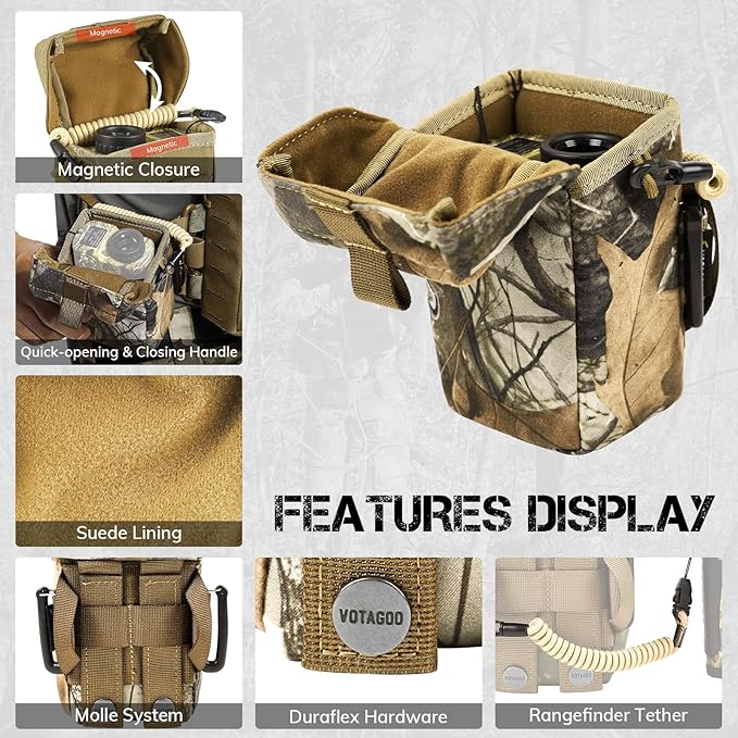 Rangefinder Pouch with Protective Padding and Quick-Release Buckle Molle Compatiblefor Binocular Packs Tactical Hunting Bag Accessory