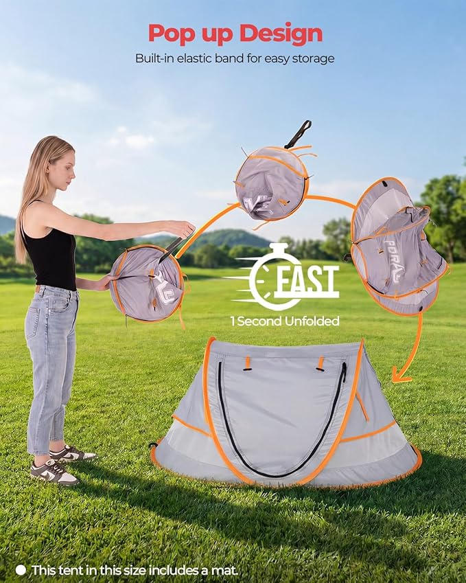Poray Portable Baby Beach Tent with UPF 50+ Sun ShelterMosquito Net and Sunshade Ideal Pop Up Kids Travel Tent with Carry Bag &amp 2 StakesOutdoor Indoor Play and Sun Protection