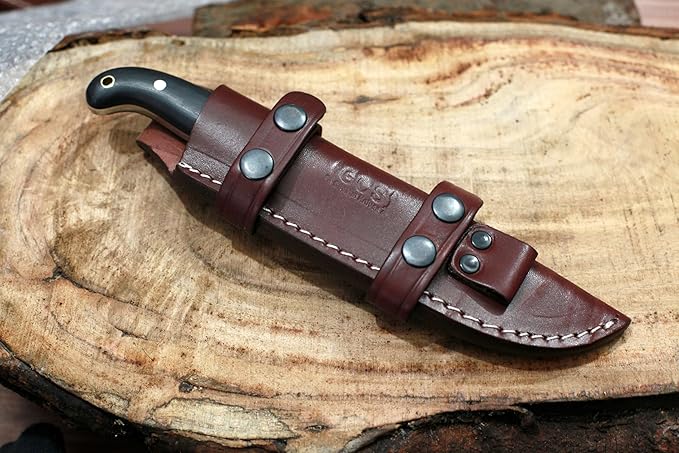 GCS Handmade D2 Steel Hunting Knife with Black Micarta Handle Full Tang Blade and Leather Sheath for Hunting Hunting Camping Survival EDC-GCS 947
