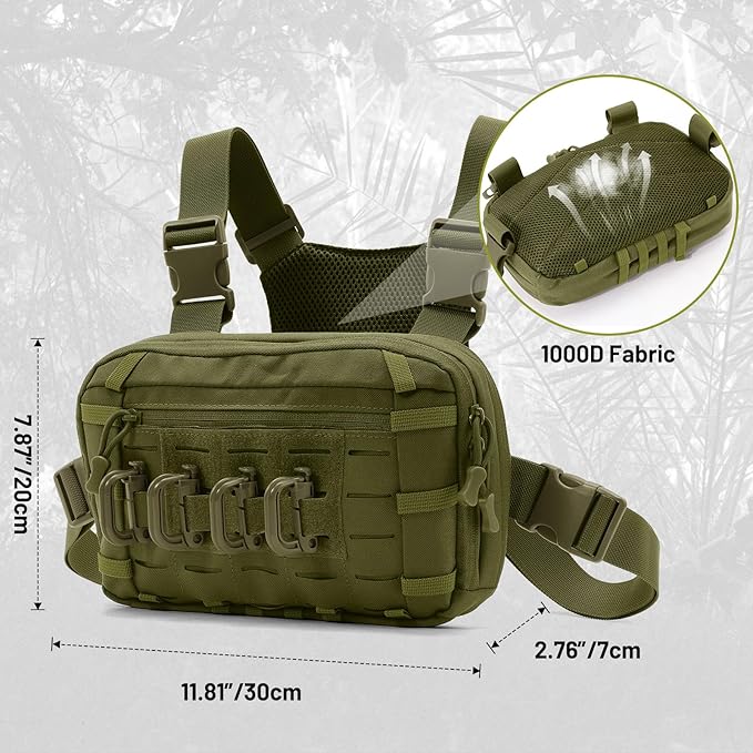 Tactical EDC Chest Bag Utility Molle Chest Rig Pouch with CCW Compartment Adjustable Strap Outdoor Chest Pack