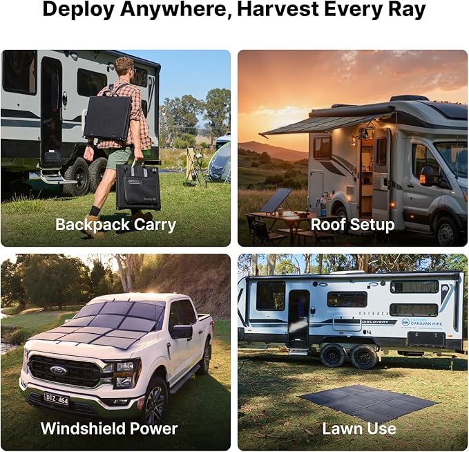 440W Portable Solar Panel 17.2lbs Foldable SolarBag Splits 2×220W Solar Blanket 25% High Efficiency Lightweight Solar Panel Charger for Camping RV SUV Marine Off Grid