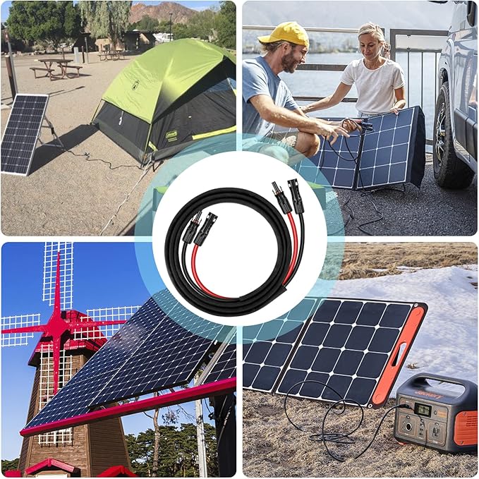 10FT 8AWG Solar Panel Extension Cable with Female and Male Connectors Solar Extension Cable with Spanners for Solar Panels Charge Controllers (10FT)