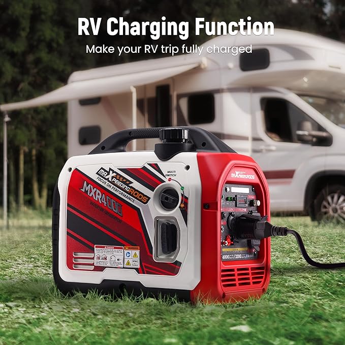 maXpeedingrods 4000 Watt Portable Inverter Generator Gas Powered with CARB Compliant App Remote Data Monitor Compact and Lightweight for Outdoor Camping Family Power Failure in Extreme Weather