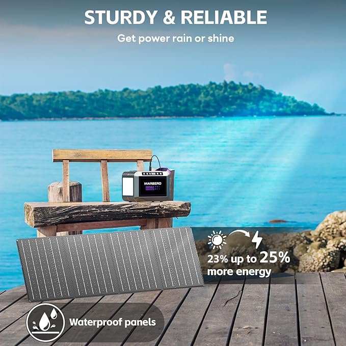 MARBERO 172Wh Solar Generator with 40W Solar Panel Portable Solar Power Station 200W Camping Outdoor Hiking Fishing Emergency CPAP