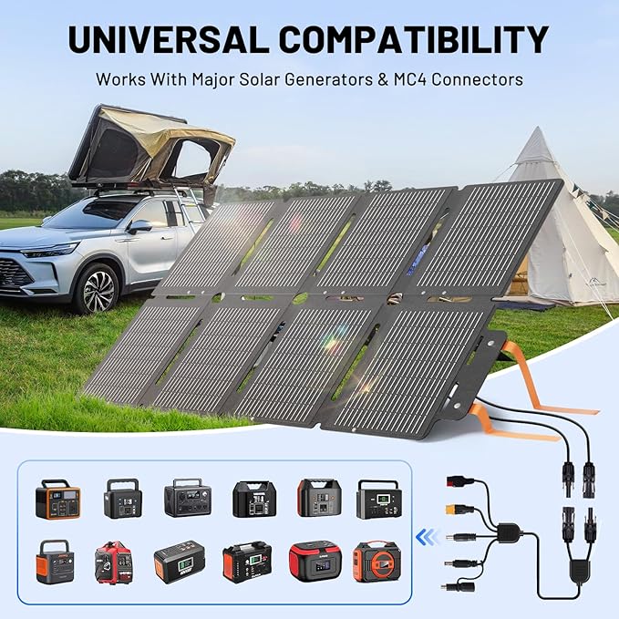 SOLUPUP 100W Portable Solar Panels-24% High Efficiency-Compact 8-fold Design MC-4 Output for Power Station Generator Power Banks RV &amp Emergency IP67 Waterproof for Camping RV Travel Outdoor Activi