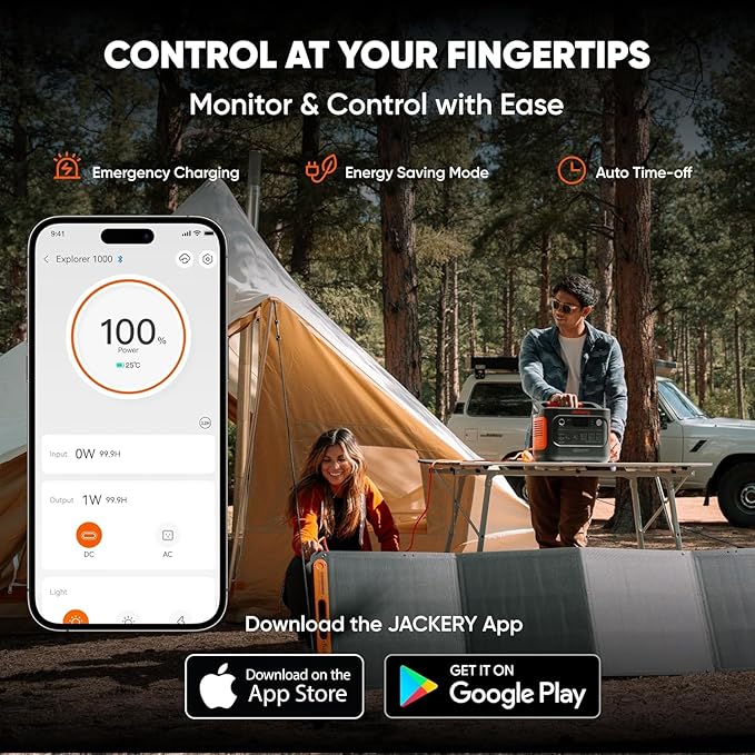 Jackery Solar Generator 1000 v2 with 2x100W Solar Panel1070Wh Portable Power Station LiFePO4 Battery1500W AC/100W USB-C Output1Hr Fast Charge for OutdoorOff-Grid LivingRVEmergency
