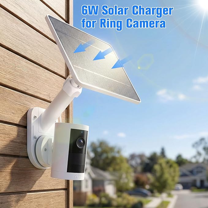 6W Solar Panel with Camera Mount for Ring Spotlight Cam Plus/Pro (Battery) Ring Stick Up Cam &amp Outdoor Cam Plus (Battery) 2-in-1 Solar Charger Wall Mount for Outdoor Security Cameras