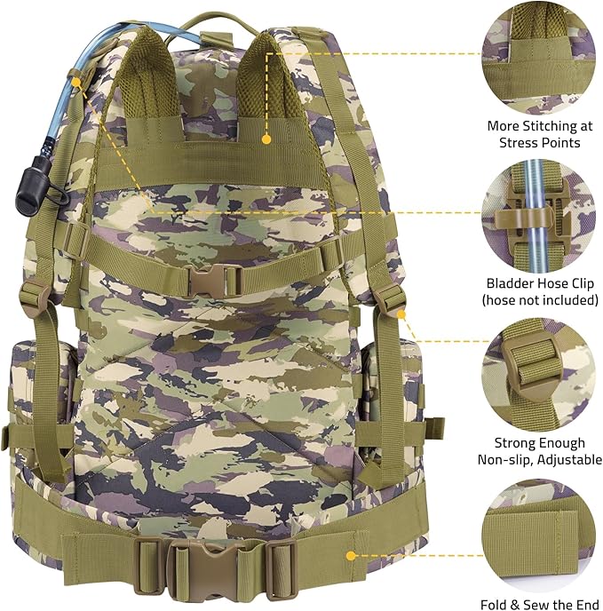 CVLIFE Tactical Backpack Military Army Rucksack 60L Large Assault Pack Detachable Molle Bag Auriclash