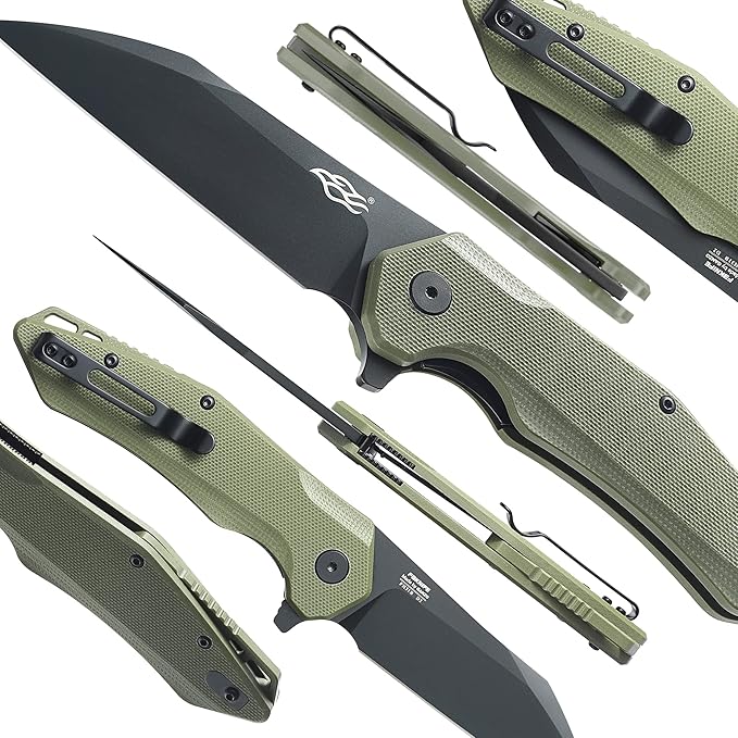 Firebird GANZO FH31 Folding Pocket Knife D2 Steel Wharncliffe Blade Ergonomic G10 Handle with Clip Hunting Fishing Flipper Camping Outdoor EDC Knife