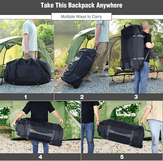 REDCAMP 85L/120L/140L Foldable Duffle Bag with Wheels Large Travel Duffel Bag