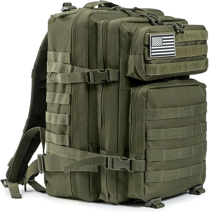 45L Tactical Backpack Large Capacity Outdoor Rucksack 3 Day Fitness Hiking Bag Hiking Camping Gear Backpacks Green (Pack of 1)