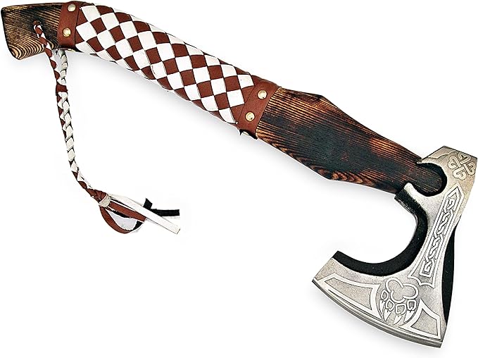 SFG - 20 Handmade Alloy Steel Axe Durable Sharp Blade Lanyard Included. Forged for Hunting Camping Kindling Chopping Firewood Branch Cutting