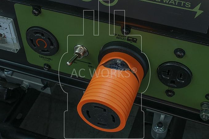 AC WORKS Generator to Transfer Switch L14-30 Inlet Box Adapter (TT-30 RV 30Amp to L14-30 Compact)