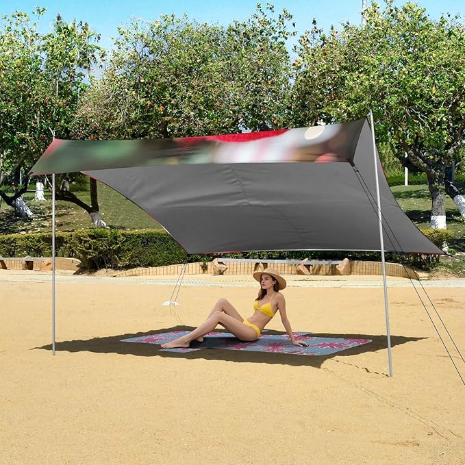 ALAZA Dog Puppy Christmas Hat Beach Tent Sun Shelter Portable Canopy Sunshade for Outdoor Camping Picnics Backyard Fun 10x9 ft